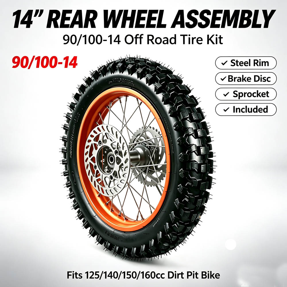 Road Bike Tire - Conjunto de roda traseira de 14